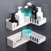TBM Bathroom Corner Storage Shelf / Self Adhesive Bathroom Storage Organizer with Hooks / Shower Caddy Rotatable 