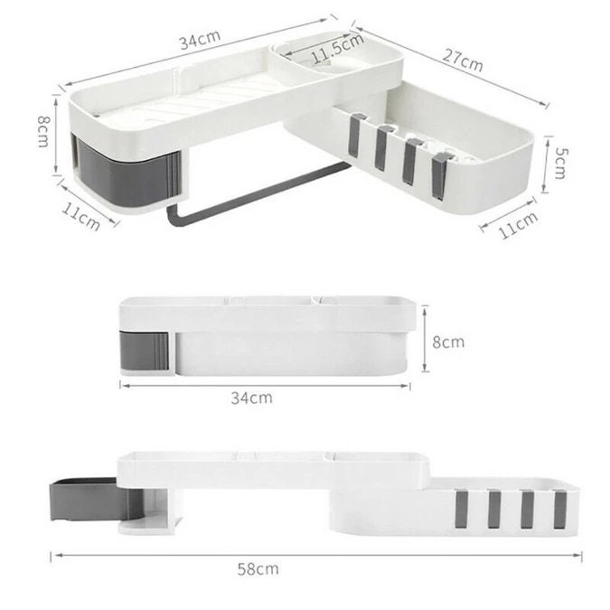 TBM Bathroom Corner Storage Shelf / Self Adhesive Bathroom Storage