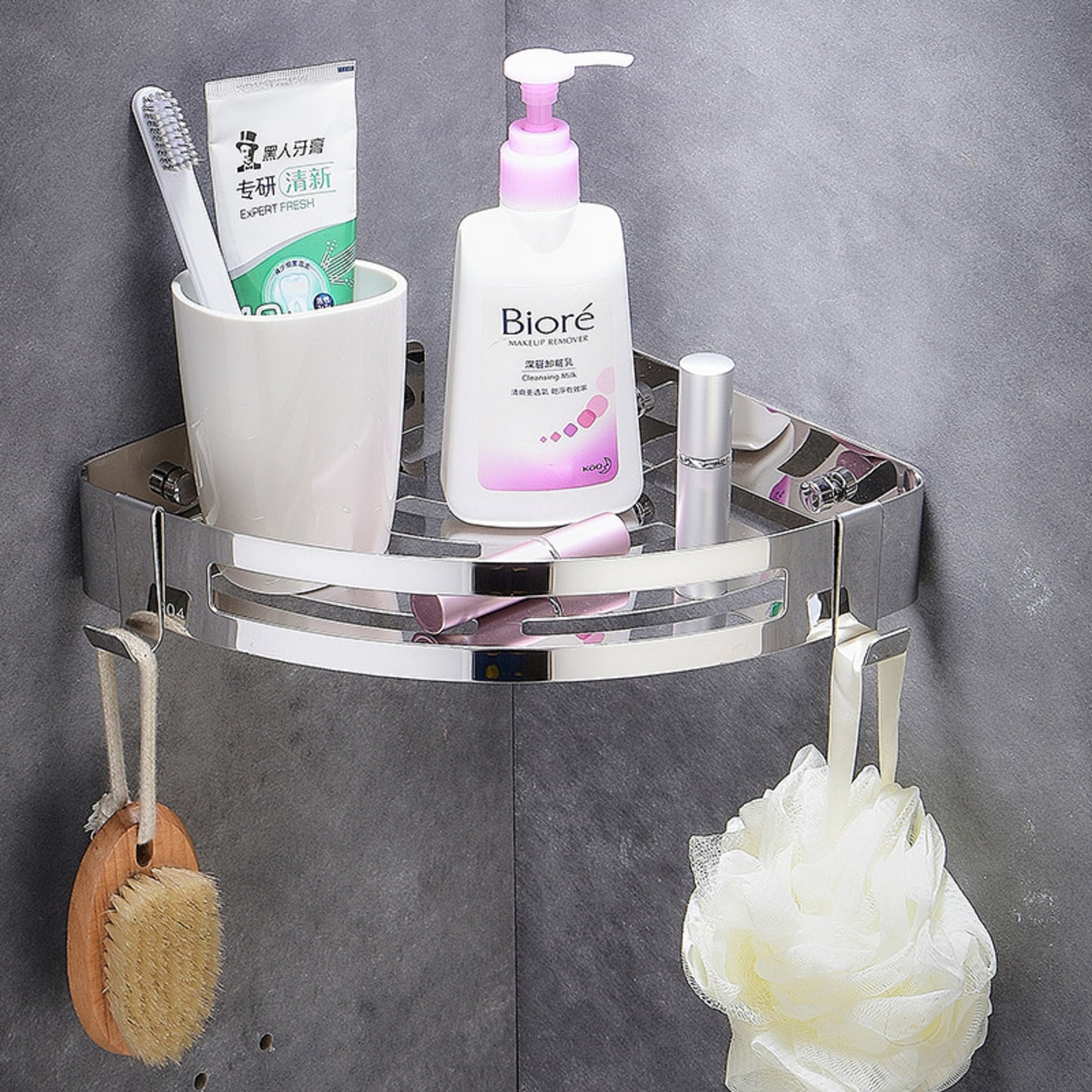 2pack Corner Shower Caddy Adhesive Bath Shelf With Hooks Etsy UK
