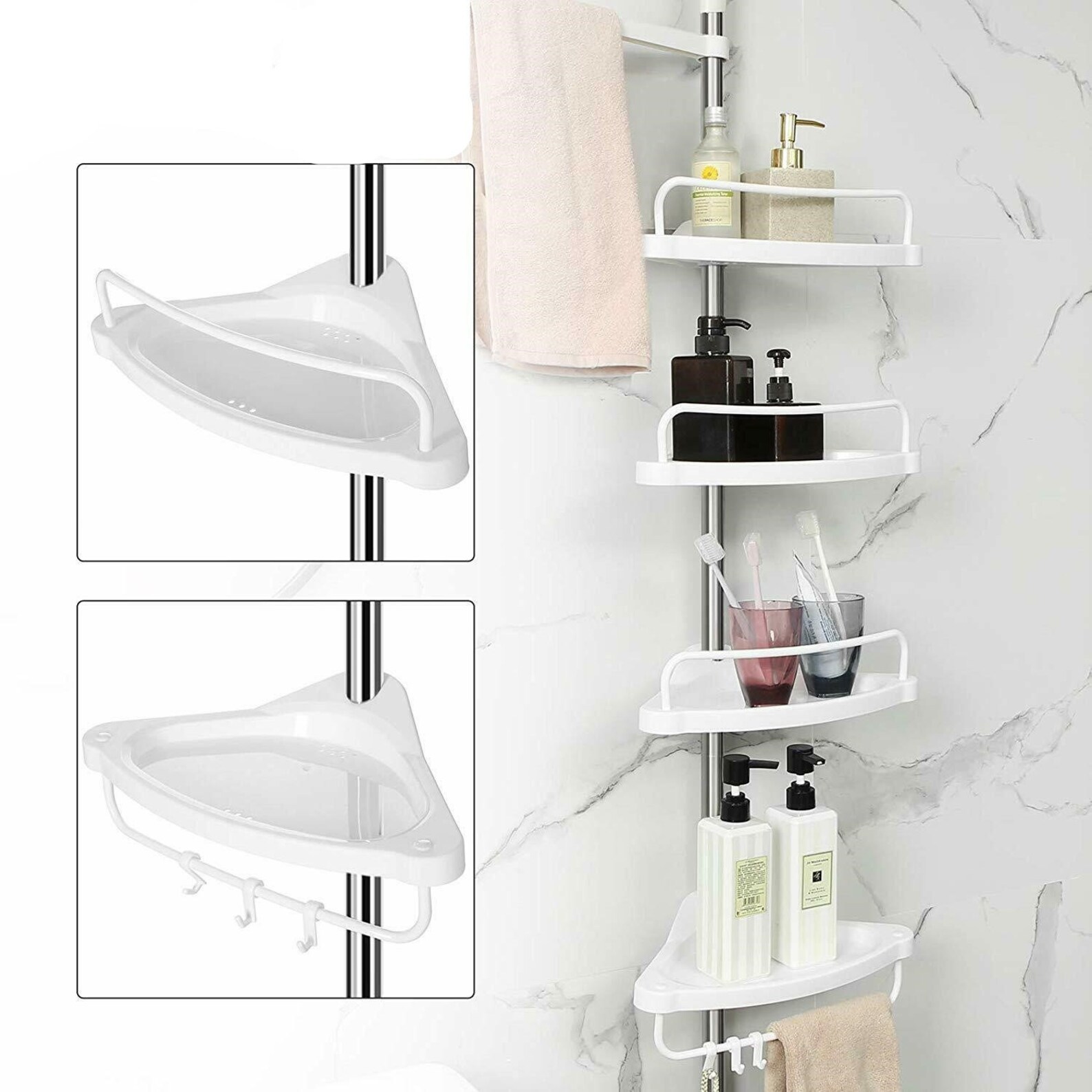 4 Tier Telescopic Corner Shower Caddy Corner Shower Organizer Etsy