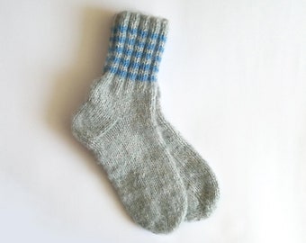 Hand Knitted Wool Socks for Men - Unique Sheep's Wool Socks, Survival Sock, Cozy Socks, Winter Socks, Gift Socks, Thick, Warm, Free shipping