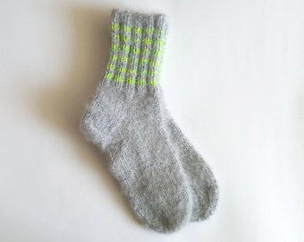 Hand Knitted Wool Socks for Men - Unique Sheep's Wool Socks, Survival Sock, Cozy Socks, Winter Socks, Gift Socks, Thick, Warm, Free shipping