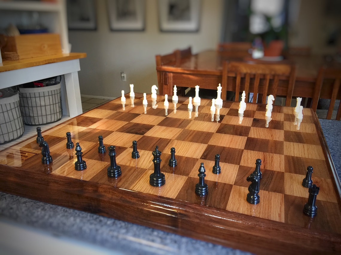 2 Thick 24x 24 Walnut Chess Board Etsy