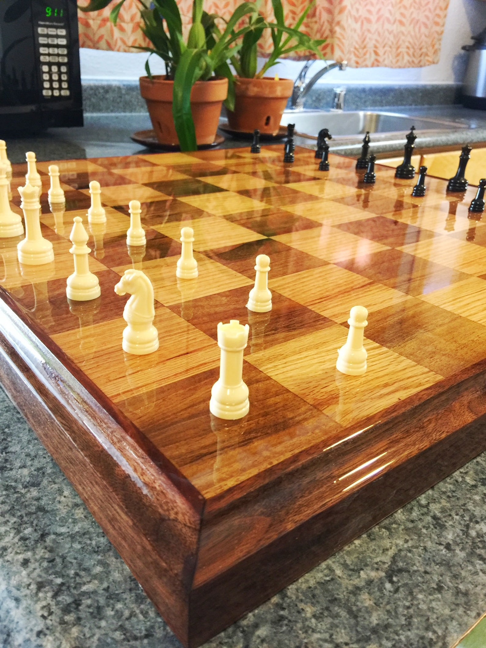 2 Thick 24x 24 Walnut Chess Board Etsy