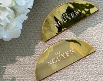 Tarjetas de lugar acrílicas de media luna - JUEGO DE 2