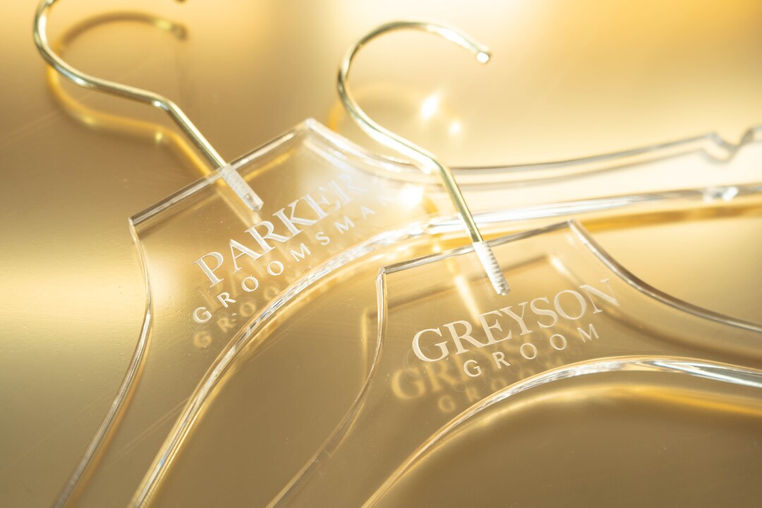 Personalized Engraved Clear Acrylic Hanger Wedding Hanger Bridal Hanger