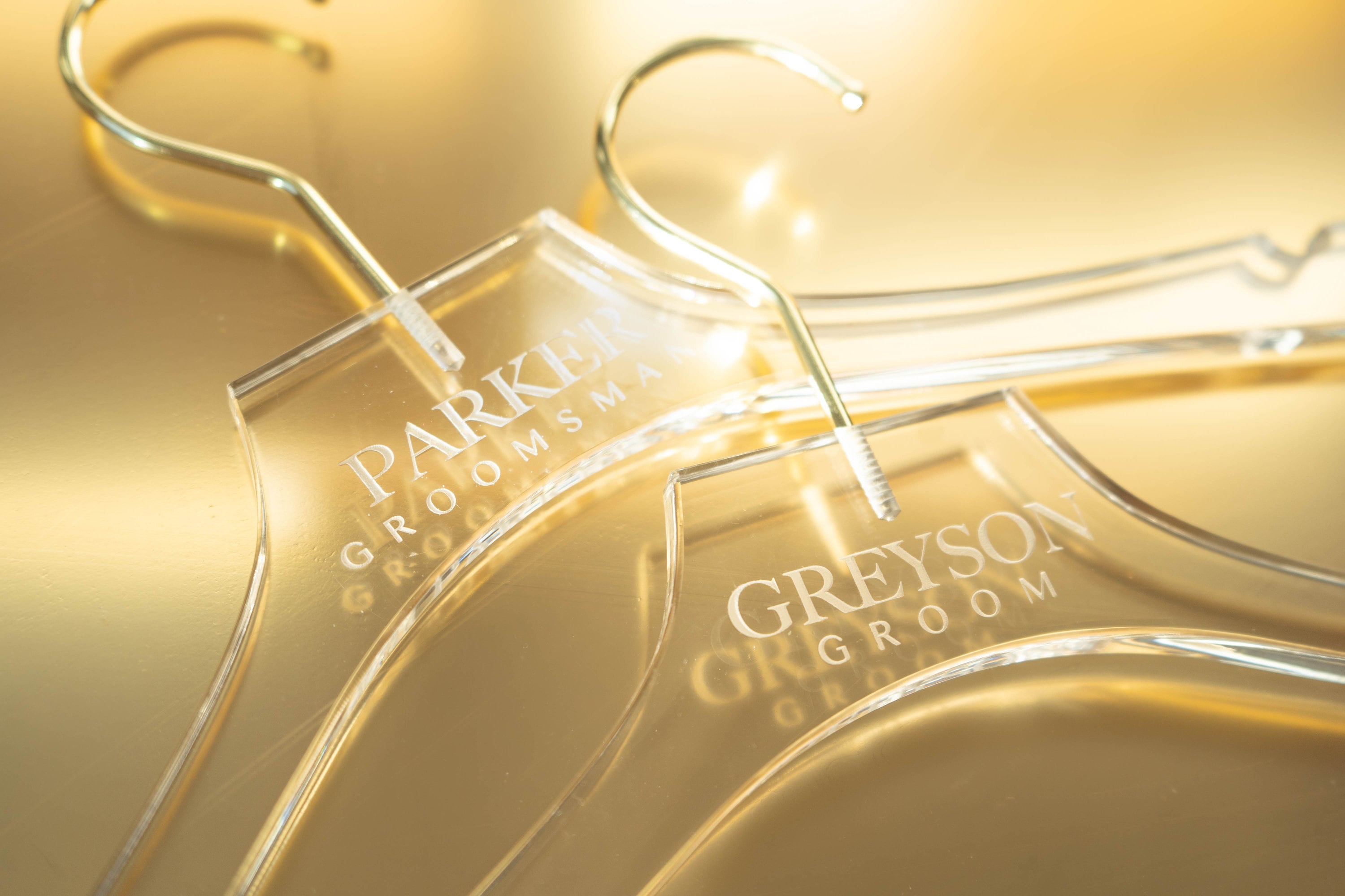 Personalized Engraved Clear Acrylic Hanger Wedding Hanger Bridal Hanger Groom Hanger Bridesmaid Groomsman Gift