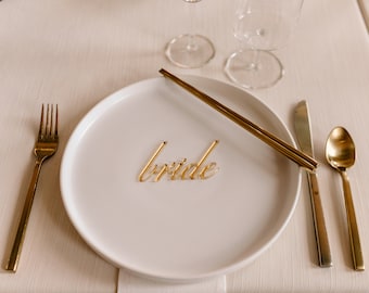 Tarjetas de mesa acrílicas personalizadas (juego de 2) / Novia, Novio, Opciones personalizadas