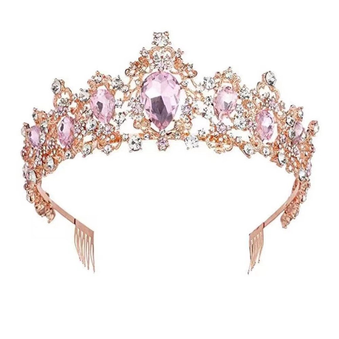 Pink New Rhinestone Tiara Headband Wedding Bride Princess - Etsy