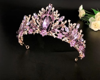 Light Purple New Rhinestone Crown Headband Wedding Bride - Etsy