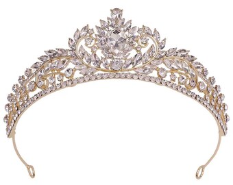 Gold New Blue Rhinestone Crown Headband Wedding Bride Princess - Etsy