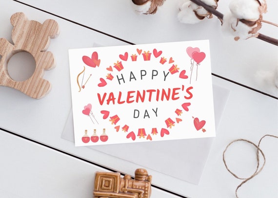 Printable Valentines Card Happy Valentine's Day - Etsy