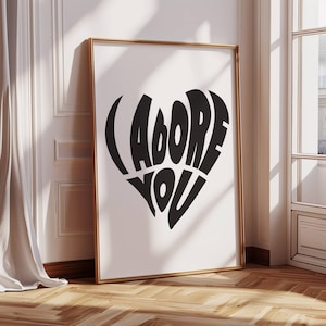 I adore you inspiriert von Fred Wieder & Obongjayar | Schwarze Typografie Wandkunst | Haus EDM Techno Musik Festival Liebhaber Geschenk | Ungerahmter Druck |