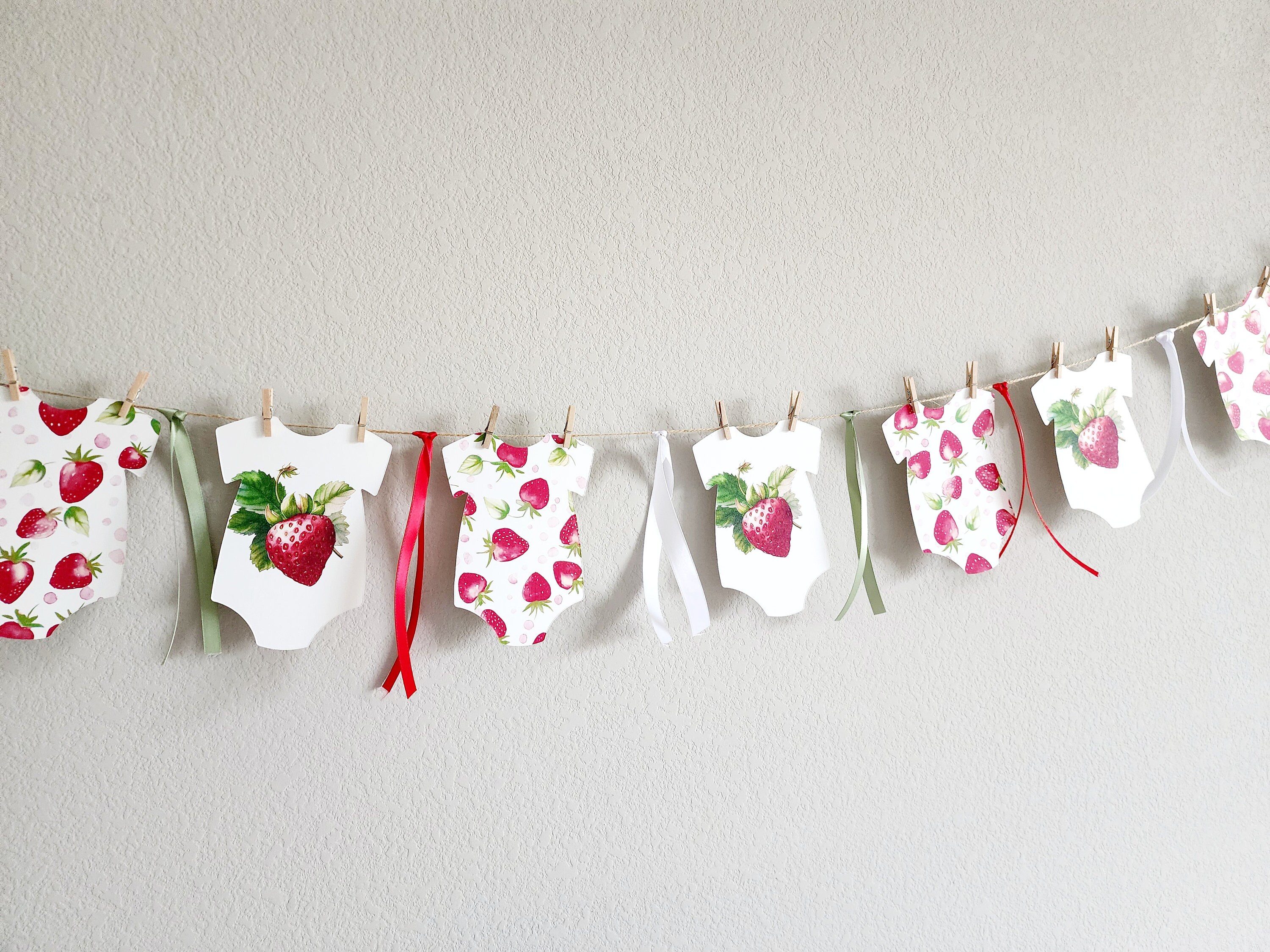 Strawberry banner,Baby onesie banner,Strawberry baby shower banner,Gender reveal banner,Sweet berry baby on the way,Berry baby shower banner