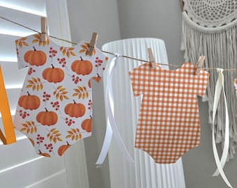 Pumpkin baby shower banner,Little pumpkin is on the way,Autumn baby shower banner,Little pumpkin baby shower garland,Pumpkin bodysuit banner