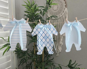 Boy baby shower garland, Boy garland,Boy jumpsuit garland Boy baby shower decor,Blue bodysuit garland,Blue onesie garland.