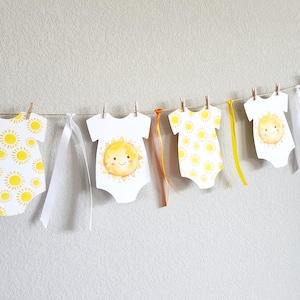 You are my sunshine baby shower decorations,You are my sunshine banner,Onesie banner,Sun baby shower,Boho sun baby shower decor,Sun confetti