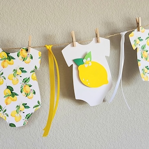 Lemon baby shower decor,Lemon baby shower banner,Onesie banner,Baby girl shower banner,Fruit Onesie banner,Fruit baby shower decor