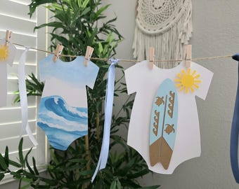 Baby on board banner,Baby boy shower decroation, Ocean baby shower banner,Beach baby shower decor, Surfboard baby shower banner