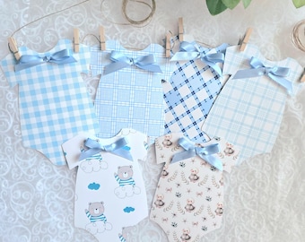 Baby boy shower banner,Boy baby shower decor,Blue gingham baby banner,Baby bodysuit banner,Blue jumpsuit banner,Silly goose banner,