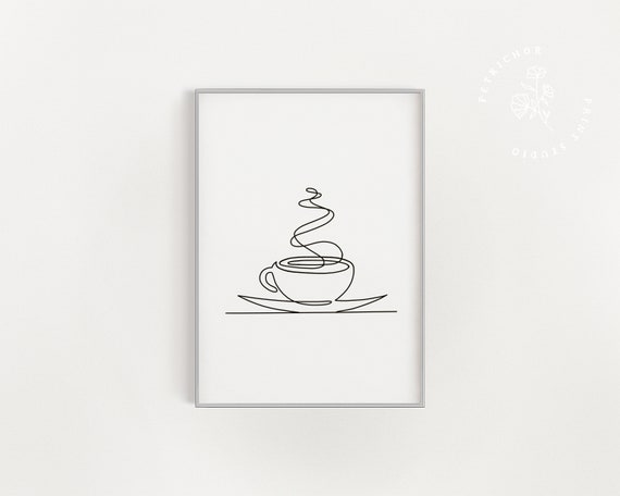 Arte de línea de tiempo de café y té póster de dibujo de una - Etsy España Arte de línea de tiempo de café y té póster de dibujo de una - Etsy España