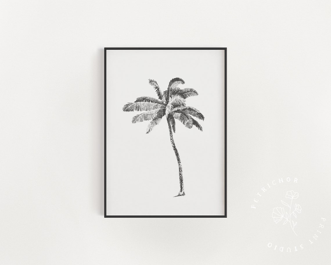 Palm Tree Wall Art Hand Drawing Line Art Palm Tree Sketch Etsy