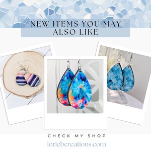 Gold Flake Resin Earrings: Teal Blue Iridescent Lightweight Dangles bild 5