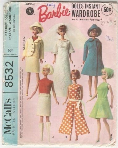 Barbie PDF Sewing Patterns Fits Fashion Size Teen Dolls 11 Inches Tall  tammy, Sindy, Francie, Babette, Wendy, Babs, Cher 8466 