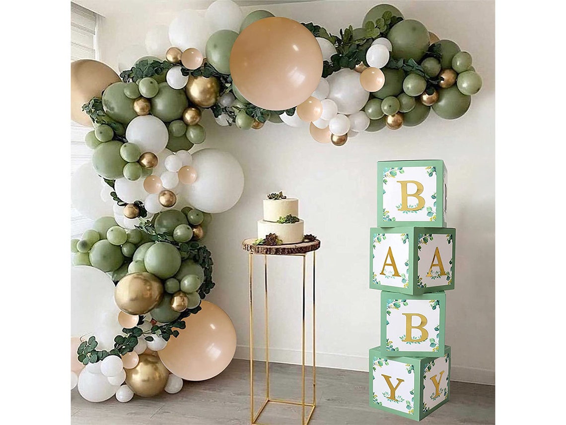 Sage Green Baby Shower Boxes for Birthday Party Decor 4 Large Etsy