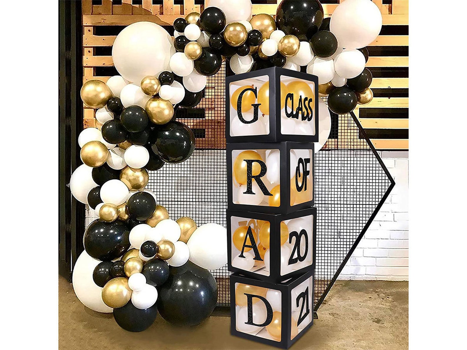2021 Graduation Decorations Balloon Boxes 4 Pcs Black Etsy
