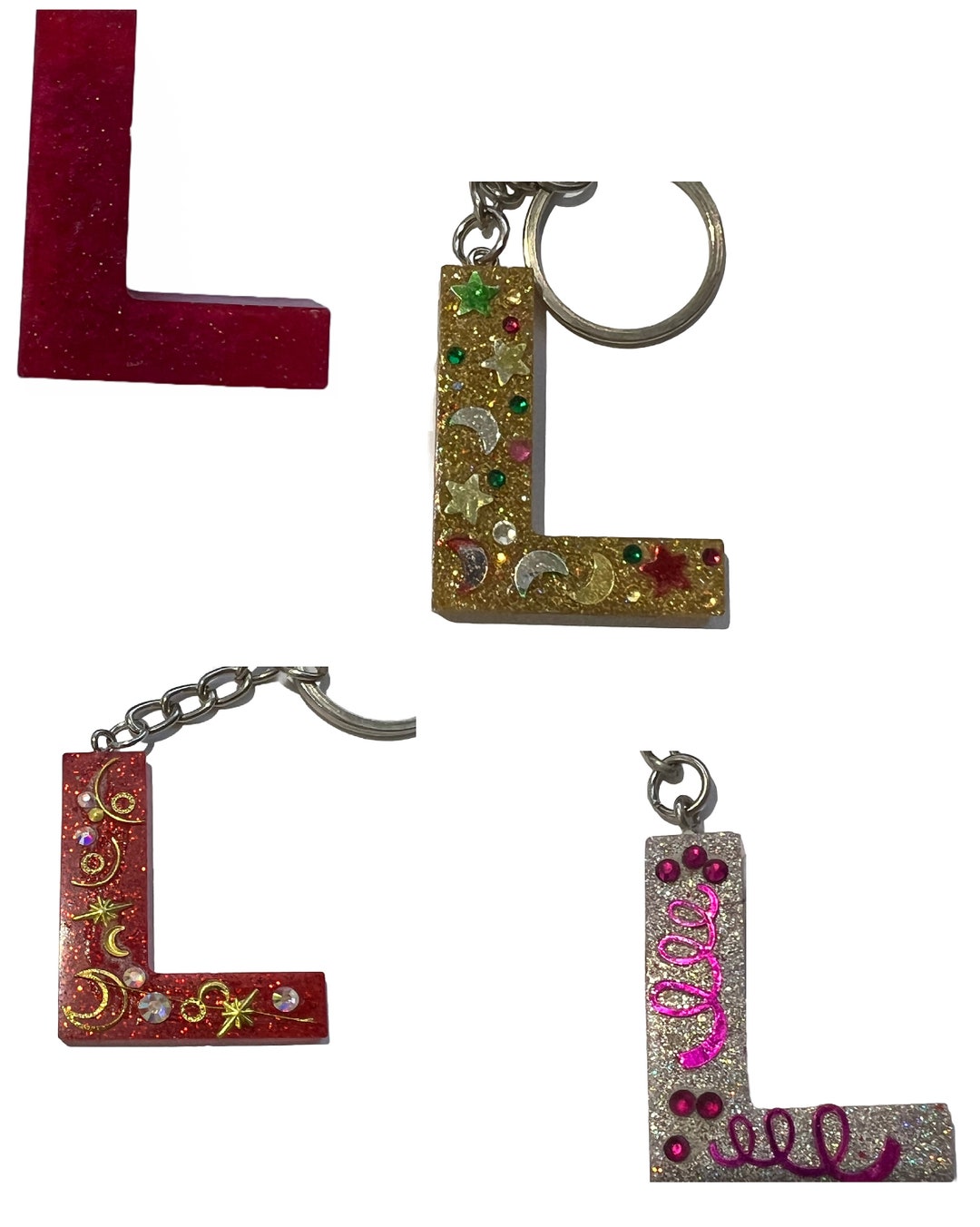 Personalised Letter Alphabet L Keyrings Keychain Sparkle Glitter - Etsy
