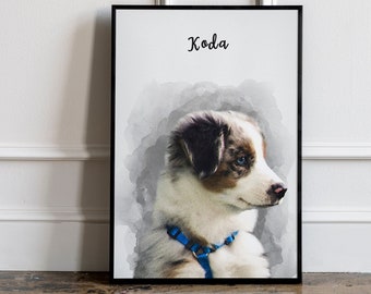 Anpassat hundporträtt från foto, Anpassat husdjursporträtt, Personlig husdjurspresent till henne, Hundminnesmärke, Hundmamma, Hundtryck, Julklapp