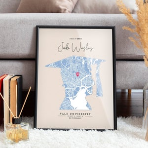College Graduation Gift For Him, College Map Print, University Map Print, Personalized Graduation Gift For Her, Daughter Gift