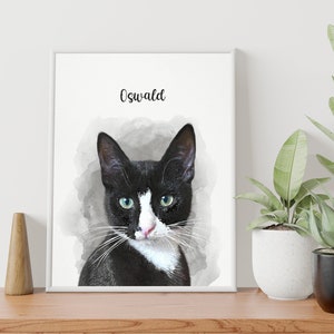 Watercolor Pet Portrait, Custom Cat Portrait, Animal Portrait, Pet Memorial, Cat Memorial, Pet Gift For Her, Personalized Christmas Gift