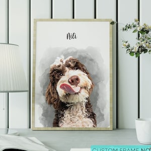 Pet Portrait, Personalized Digital Print, Dog Portrait Wall Art, Dog Memorial Gift, Dog Painting, Custom Gift For Dog, Best Gift For Her Pet
