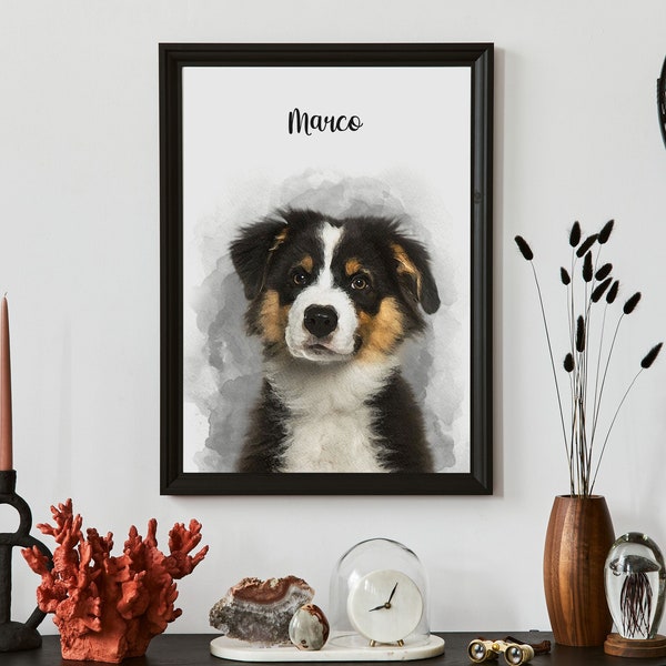 Watercolor Pet Portrait From Photo Custom Dog Portrait Personalized Dog Gift Pet Memorial Birthday Gift For Her Dog Mom Christmas Gift