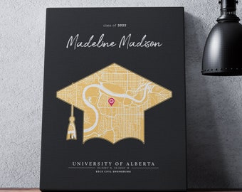 Personalized Graduation Print, Graduation Gift, Personalized Graduation Map Print, University Map Print, Printable Wall Art