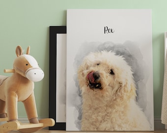 Watercolor Pet Portrait From Photo Custom Dog Portrait Personalized Dog Gift Pet Memorial Birthday Gift For Her Dog Mom Christmas Gift