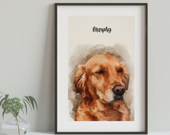 Huisdier Memorial Gift, hond portret van foto, hond verjaardagscadeau voor moeder, hond vader, aangepaste aquarel huisdier portret, kerstcadeau