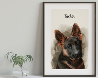 Pet Portrait Custom Pet Portrait Gifts For Her Animal Portrait Custom Dog Portrait Personalized Dog Gift Pet Memorial Christmas Gift