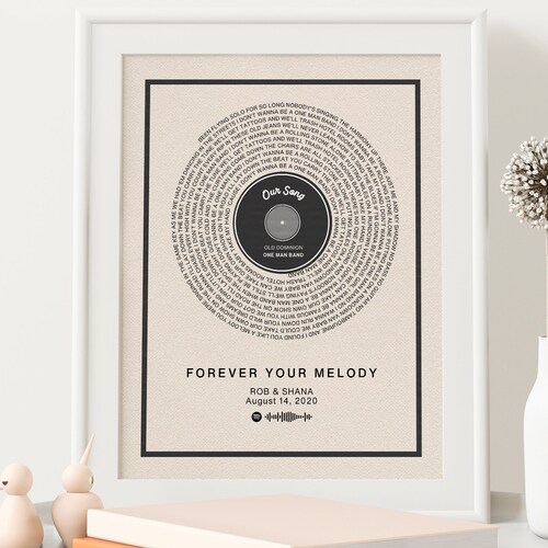 Custom Song Lyrics Wall Art Personalized Heart Shaped Lyrics Etsy