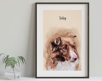 Aangepaste huisdier portret gepersonaliseerde huisdier cadeau hond Memorial cadeau voor haar gepersonaliseerde hond portret hond print dier portret kerstcadeau