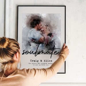 Custom Watercolor Portrait From Photo, Anniversary Gift, Personalized Wedding Gift For Her, Couple Gift, Family Portrait, Christmas Gift