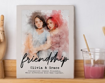 Custom Definition Print Watercolor Family Portrait From Photo Friendship Gift Best Friend Gift For Her Personalized Birthday Gifts For Him