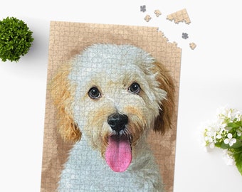 Custom Pet Portrait Puzzle From Photo Gift For Kids Dog Lover Gift Dog Memorial Gift For Her Personalized Jigsaw Puzzle Christmas Gift