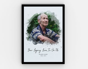 Family Memorial Gift, Watercolor Portrait, Condolence Gift, In Loving Memory Gift, Loss Of Grandpa, Loss Of Father, Sympathy Gift