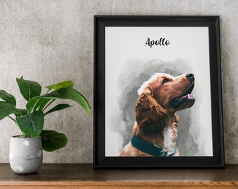 Acuarela retrato de mascota de foto regalo personalizado para ella / mujeres novia regalo perro retrato mascota perro conmemorativo mamá regalo de Navidad hecho a mano