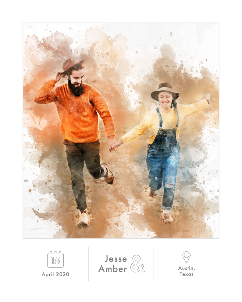 Custom Watercolor Couple Portrait From Photo Personalize Gift Engagement Gift For Him Wedding Gift For Couple Gift For Her Christmas Gift image 10