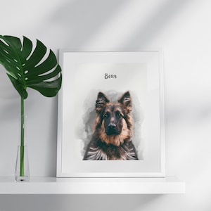 white framed custom pet portrait