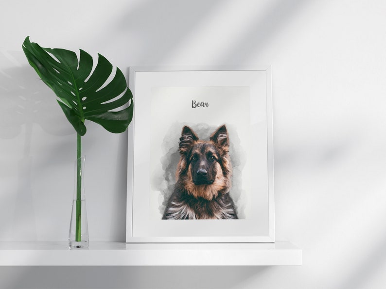 white framed custom pet portrait